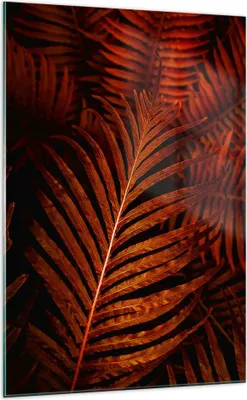 Produktbild von Bilder auf glas - Einteilig - Rot Blätter Palmen - 70x100cm - Glasbilder - Wandbilder - Bilder - zum Aufhängen bereit - Wanddekoration aus Glas - Glas Bilder - Wandbild auf Glas - GPA70x100-4816