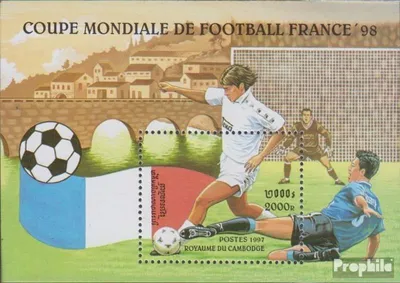 Produktbild von Briefmarken Kambodscha 1997 Mi Block225 (kompl.Ausg.) postfrisch Fußball-WM in Frankreich