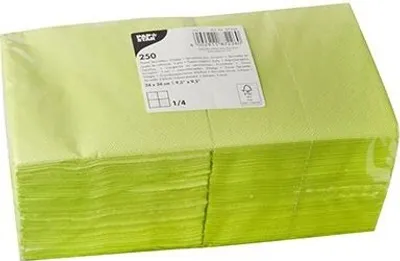 Produktbild von 1000 Papstar Servietten, 3-lagig 1/4-Falz 24 cm x 24 cm limonengrün 87226