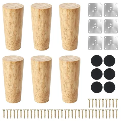 Imagen del producto de Juego de 6 patas de madera para muebles, de 10 cm de altura