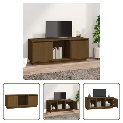 Produktbild von The Living Store TV-Schrank Honigbraun 110,5x35x44 cm Massivholz Kiefer