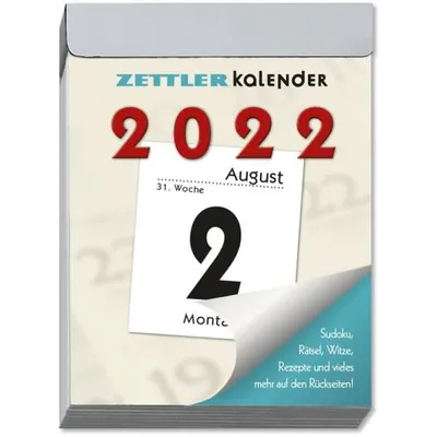 Zdjęcie produktu dla Zettler Kalender 302-0000, Ściana, Niemiecki, Dzień, 54 mm, 72 mm, 1 szt.