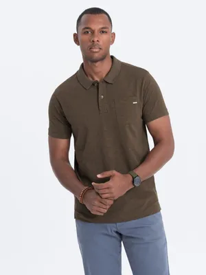 Obrázok produktu pre Ombre Clothing Pánske tričko s golierom Ballasbiny tmavo olivová S