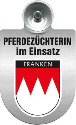 Produktbild von Einsatzschild mit Saugnapf - Pferdezüchterin im Einsatz - 393832 incl. Regionenwappen nach Wahl Color - Region Franken