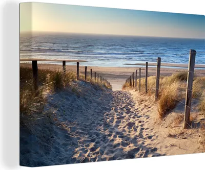 Produktbild von OneMillionCanvasses® - Leinwandbilder - 140x90 cm, Sand - Strand - Düne - Meer - Sommer, Wandbilder Kunstdruck Wanddekoration - Foto auf Leinwand - Gemälde auf Holzrahmen