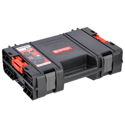 A black tool case with red and gray accents is shown against a white background.