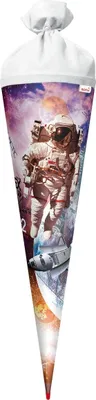 Produktbild von ROTH Schultüte groß Galactica 70 cm rund Filzverschluss Rot(h)-Spitze Zuckertüte Schulanfang