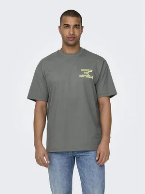 Produktbild von Only & Sons Layne Life Rlx Planet Kurzarm-t-shirt Grau XL Herren Grau XL