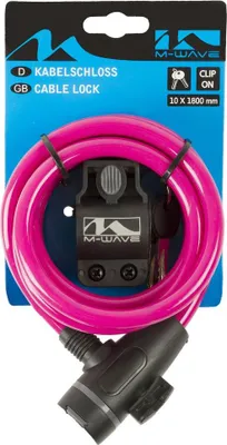 Produktbild von M-Wave SpiralMasterLock Kabelschloss CLIP-ON-Halter L 180cm Ø 10mm pink