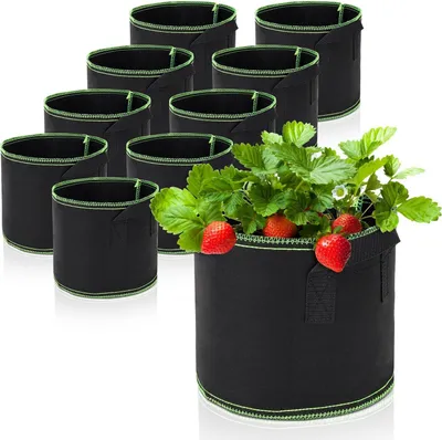 Productafbeelding van Herbruikbare plantenzakken voor groenten - 11 liter - 10 stuks, geventileerde en verdikte stofpotten