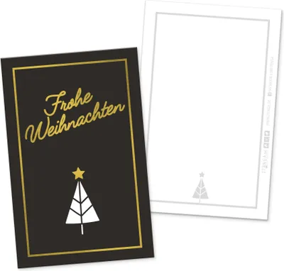 Produktbild von itenga 24 x Geschenkekarten Frohe Weihnachten schwarz weiß gold in Visitenkartengröße