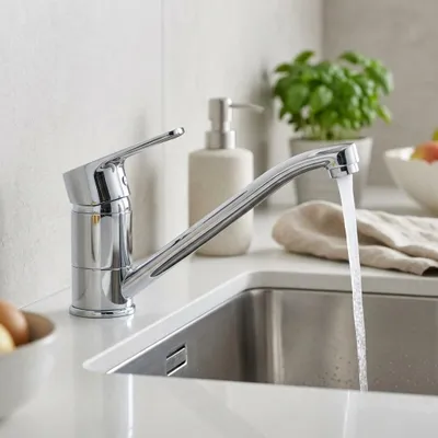 Imagen del producto de Grifo de cocina de un solo mando, acabado cromado, modelo CR-1203-CS, marca Aquanello