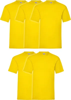 Produktbild von 5er Pack Fruit of the Loom Valueweight T-Shirt + GRATIS MyShirt Stoffbeutel Farbe: gelb Größe: XL