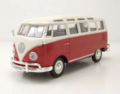Zdjęcie produktu dla Maisto - Volkswagen Van Samba, biały/czerwony 1:25