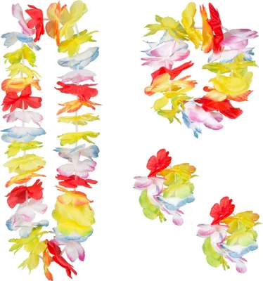 Immagine prodotto di Set di accessori Hawaii 4 pezzi colorati - taglia unica
