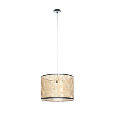 Produktbild von Lindby Hängeleuchte Yaelle, Ø 40 cm, Rattan, schwarz, E27
