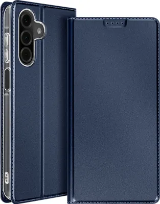 Image de Dux Ducis, étui pour Samsung A26 avec effet satiné, porte-cartes et support pour vidéo, bleu nuit