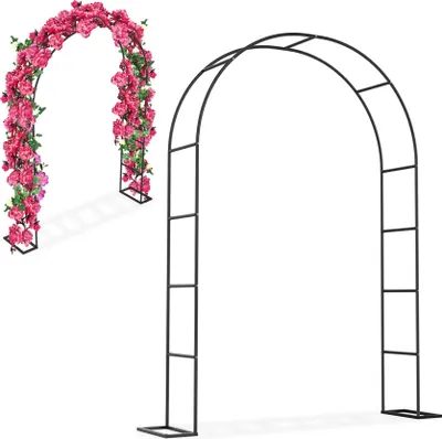 Produktbild von TWOLIIN Rosenbogen aus Metall 192x38x240 cm, Rankhilfe für Kletterpflanzen, Hochzeit, Garten, Terrasse, Torbogen Hochzeitsbogen Gartenbogen Pulverbeschichtet in Schwarz Wetterfest