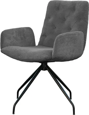 Produktbild von KAWOLA Stuhl NEW CHARME Drehstuhl Esszimmersessel Cord grau