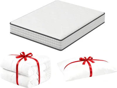 Zdjęcie produktu dla DEWINNER, materac, 160 x 200 cm, zestaw zawierający materac, kołdrę i poduszkę, grubość 1,22 cm, 7 stref, dwustronny, można używać z obu stron, certyfikat Öko-Tex
