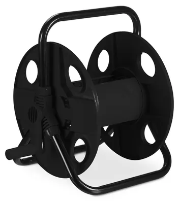 Image de Enrouleur de tuyau Relaxdays, pour tuyau de 30 m de 1/2", acier, plastique, support de tuyau, H x l x P : 38 x 42 x 31 cm, noir
