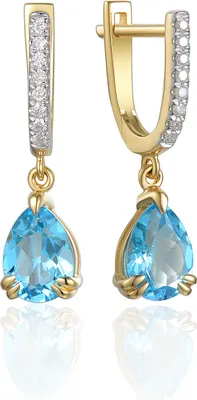 Produktbild von 585er Gelbgold Ohrhänger Blautopas Tropfen 2,16ct./16 Diam. 0,12ct.