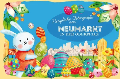Produktbild von vianmo Holzschild 12x18 cm Ostergrüße NEUMARKT IN DER OBERPFALZ