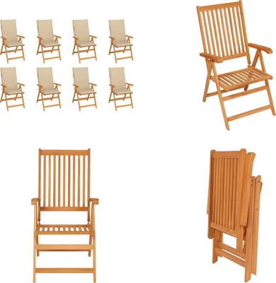 Produktbild von vidaXL Garten Liegestühle mit Kissen 8 Stk. Massivholz Teak - Gartenstuhl - Gartenstühle - Garten-Liegestuhl - Garten-Liegestühle