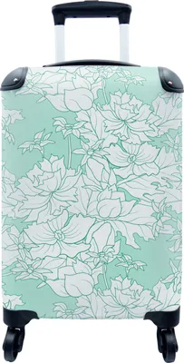 Produktbild von MuchoWow® MuchoWow® Koffer Handgepäck Trolley Rollkoffer Kleine Reisekoffer mit 4 Rollen - Muster - Vintage - Blumen - Cabin Size < 55x40x23 cm & 55x40x20 cm - Fotokoffer - Kabinenkoffer - Boardgepäck
