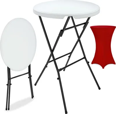 Image de CASARIA® Table haute pliable avec housse bordeaux-rouge réutilisable infroissable mange debout 110 cm bar bistrot jardin cocktail