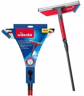 Produktbild von Vileda Fensterabzieher 30 cm schwarz-rot Teleskopstange 106-160 cm 123389