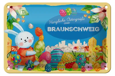 Produktbild von Blechschild Ostern Ostergrüße 18x12cm BRAUNSCHWEIG Geschenk