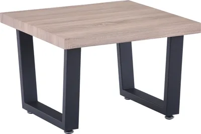 Produktbild von Möbilia Couchtisch | 60 x 60 cm | 40 mm Platte MDF mit Sonoma Eiche Verzierung natur | Gestell Metall schwarz | B 60 x T 60 x H 40 cm | 12020056 | Serie COUCHTISCH