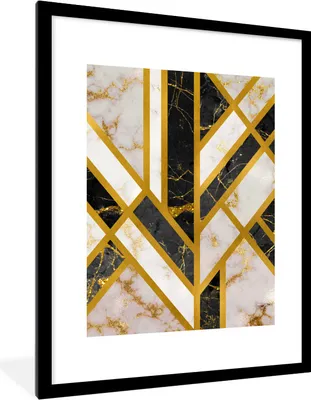 Produktbild von MuchoWow® Gerahmtes Poster Marmor - Gold - Design 60x80 cm - Poster mit Schwarzem Bilderrahmen Wandposter Rahmen Foto Bilder - Wohnzimmer - Dekorationen - Prämie