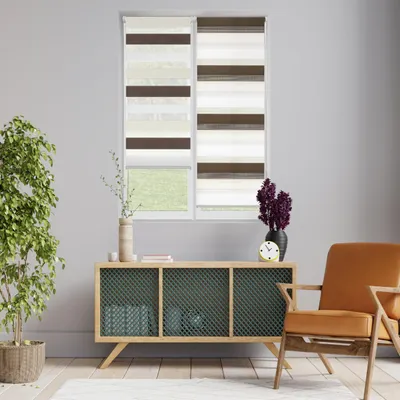 Doppelrollo Tag & Nacht 97x180 cm, braun/creme