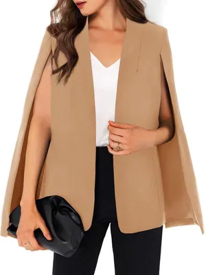 Produktbild von Damen-Blazer im Cape-Stil mit geschlitzten Ärmeln und offener Vorderseite,Größe:L