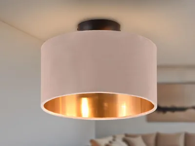 Produktbild von Kleine LED Deckenleuchte mit Samt Lampenschirm Ø 30cm, Wohnzimmer & Schlafzimmer