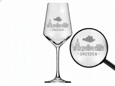 Produktbild von Weinglas Gravur Dresden 350ml spülmaschinenfest und langlebig für Weinliebhaber