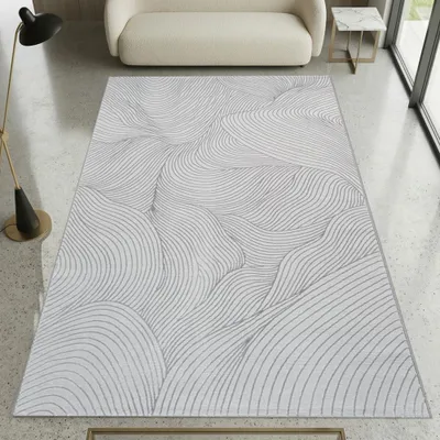 Obrázok produktu pre Kober sivý, s textúrovaným vzorom, moderný, mäkký, vhodný do obývačky, rozmer: 160 x 230 cm