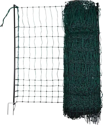 Produktbild von KERBL GeflÃ1/4gelnetz Doppelspitze 50 m – elektrifizierbar, GrÃ1/4n, Kunststoff/Metall