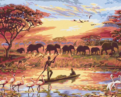 Immagine prodotto di Zuty - Dipingere con i numeri - TRAMONTO AFRICANO, 40x50 cm, senza cornice e senza tela