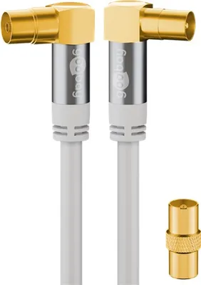 Obrázek produktu pro goobay TV anténní kabel 135 typ 4 x stíněný 90° bílý 10 m