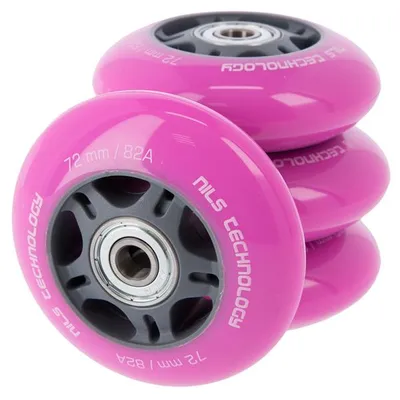 Image de Roues enPolyuréthaneavec roulements NILS EXTREME 72x24mm ABEC 7 rose