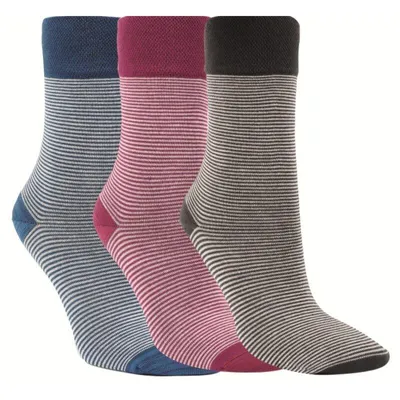 Produktbild von Bambus Viskose Socken feine Ringel Softrand ohne Gummi 3 Paar Gr. 39/42