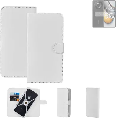 Produktbild von K-S-Trade Handy Hülle Schutz Hülle kompatibel mit Realme 11 Pro Cover Case Bookstyle Bumper weiß 1x