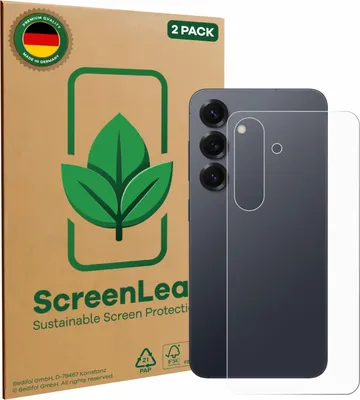 Produktbild von 2x ScreenLeaf Schutzfolie für Samsung Galaxy S25 Enterprise Edition (Rückseite) nachhaltiger Displayschutz Display Schutz Folie Klar Transparent
