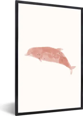 Produktbild von MuchoWow® MuchoWow® Gerahmtes Poster Delfin - Aquarell - Pastell 40x60 cm - Poster mit zchwarzem Bilderrahmen - Papierdruck - Wandbilder