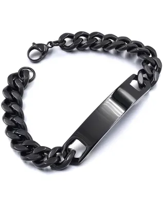 Produktbild von Herrenarmband Edelstahl Panzerarmband Schwarz Mit Gravurplatte
