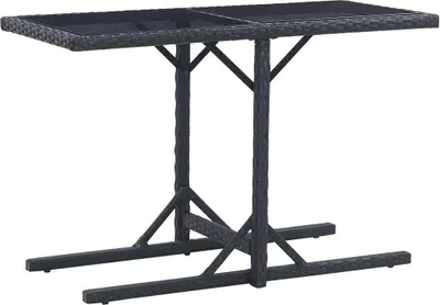 Zdjęcie produktu dla Stół ogrodowy, czarny, 110 x 53 x 72 cm, szkło i polirattan