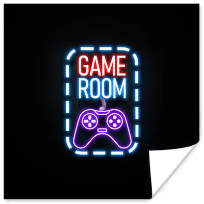 Produktbild von MuchoWow® Poster Neon - Zitate - Spielzimmer - Controller - Schwarz 50x50 cm - Wohnzimmerdekoration